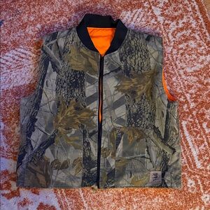 Vintage Real Tree Camouflage Vest - Reversible with Orange Lining